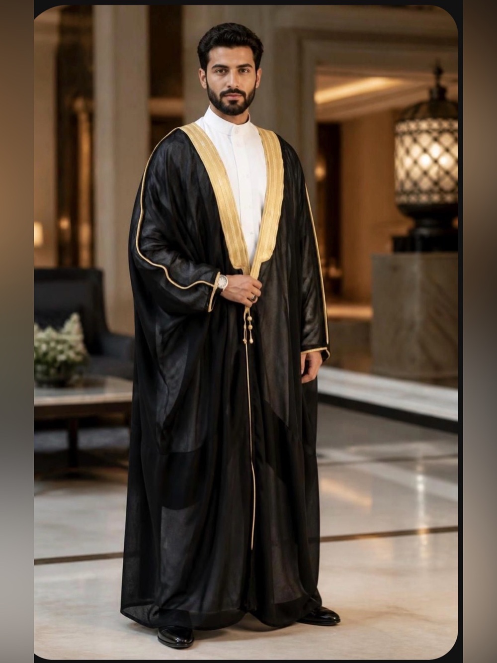 Classic Black and Gold Men’s Kaftan Thobe